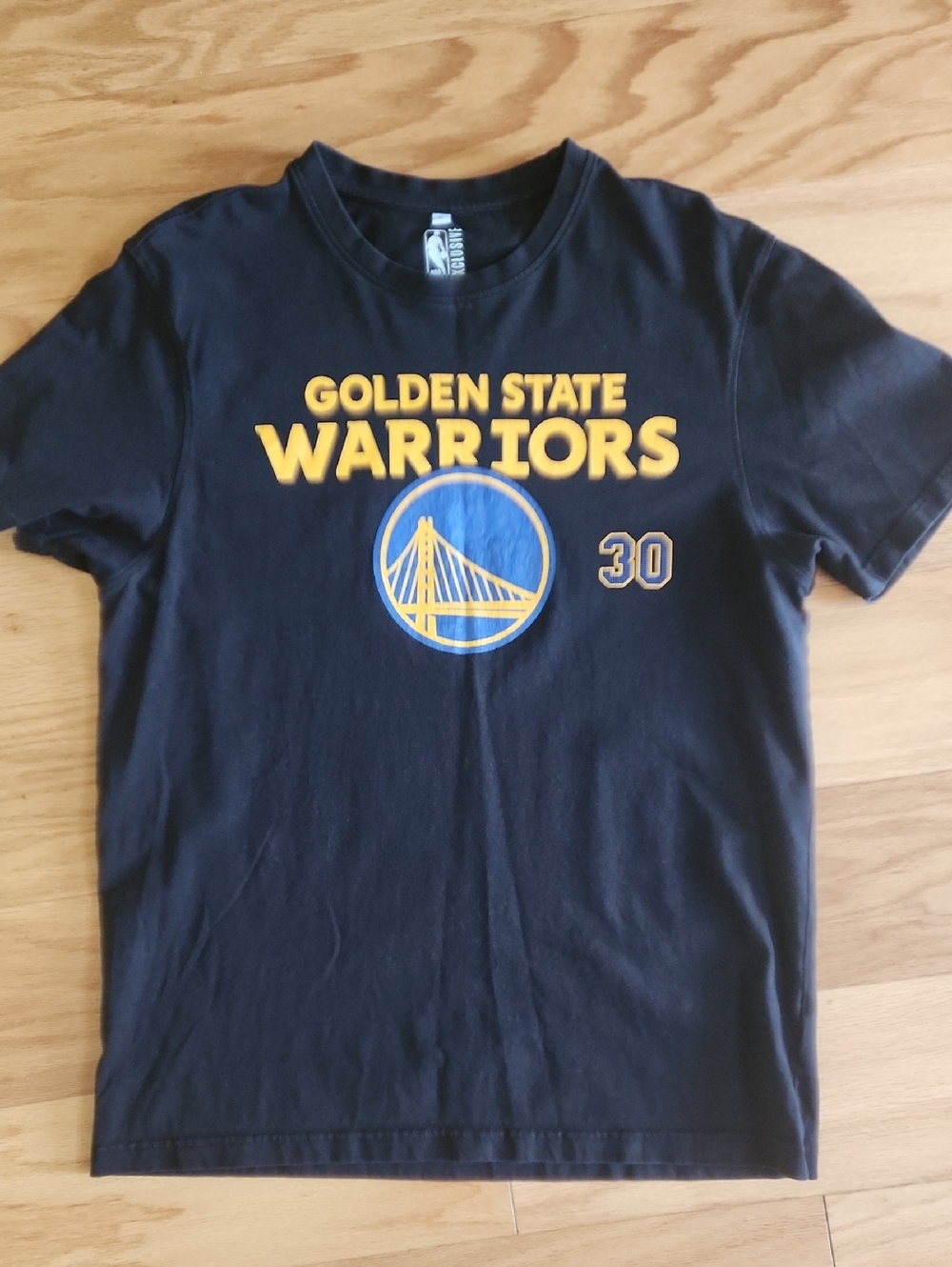 NBA Black Tee with Golden State Warriors Logo Curry#30 Print Large